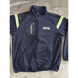 NFL SEATTLE SEAHAWKS Full Zip Up Fleece Lined Heathered Blue Jacket Men's Large